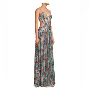 PATBO Printed Lurex Sleeveless Cut Out Gown